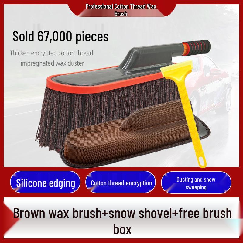 Teleskopowa szczotka samochodowa i miotełka z bawełnianym gwintem do mycia, odkurzania i woskowania