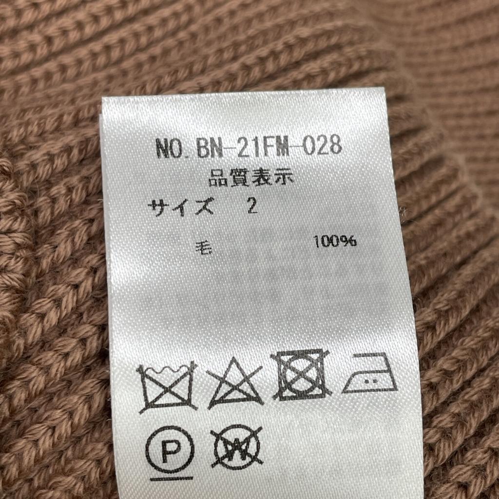 BATONER BN-21FW-028 Brown Wool 5 Gauge Signature Rib Knit Mock Neck Knit tops 2 BrownUsed