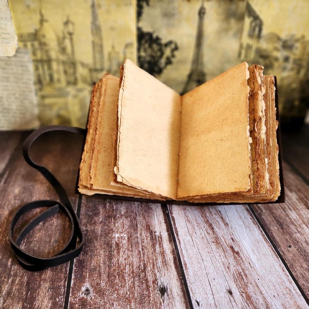 Echtleder-Skizzenbuch Journal Dairy mit 200 Büttenrandpapieren und Spitze