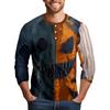 Men's Halloween Printed  Collar Three-Quarter Sleeve