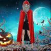 Halloween Cape Adult, Black Hooded Cape 140cm