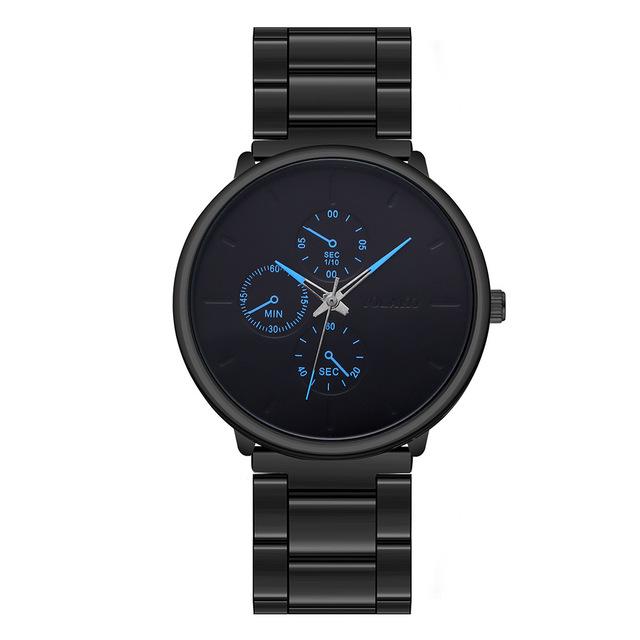 Men Wristwatch with Alloy Mesh Strap Military Quartz Watch Three-Eyed Simple Wristwatch Casual Men Wristwatch