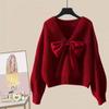 New Versatile Sweater Unique Design Lazy Wind Women's Ankela Year's Bow Autumn Clothing Women's Niche 2025 Sense