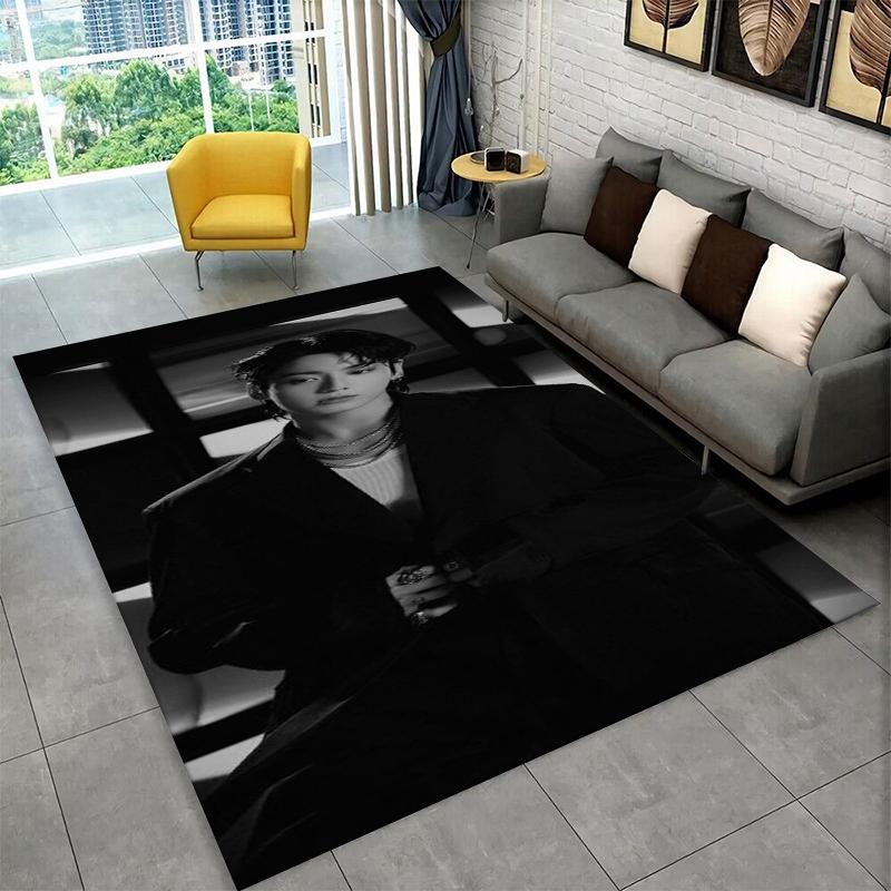 Famous B-BTS Jeon Jung Kook JK Kpop Non-Slip Area Rug for Living Room,Bedroom,Playroom,Carpet Floor Mat Home Decor Rug Kids Room