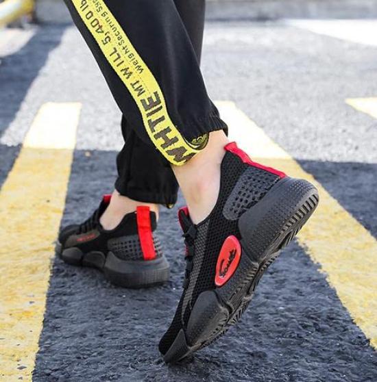 Emptio Air Fitness Mesh Sports Sneakers for Perfect for Stylish Hiking Black Heel-Mounted Men, Breathable, Slip-On, Customizable, Running, Walking,