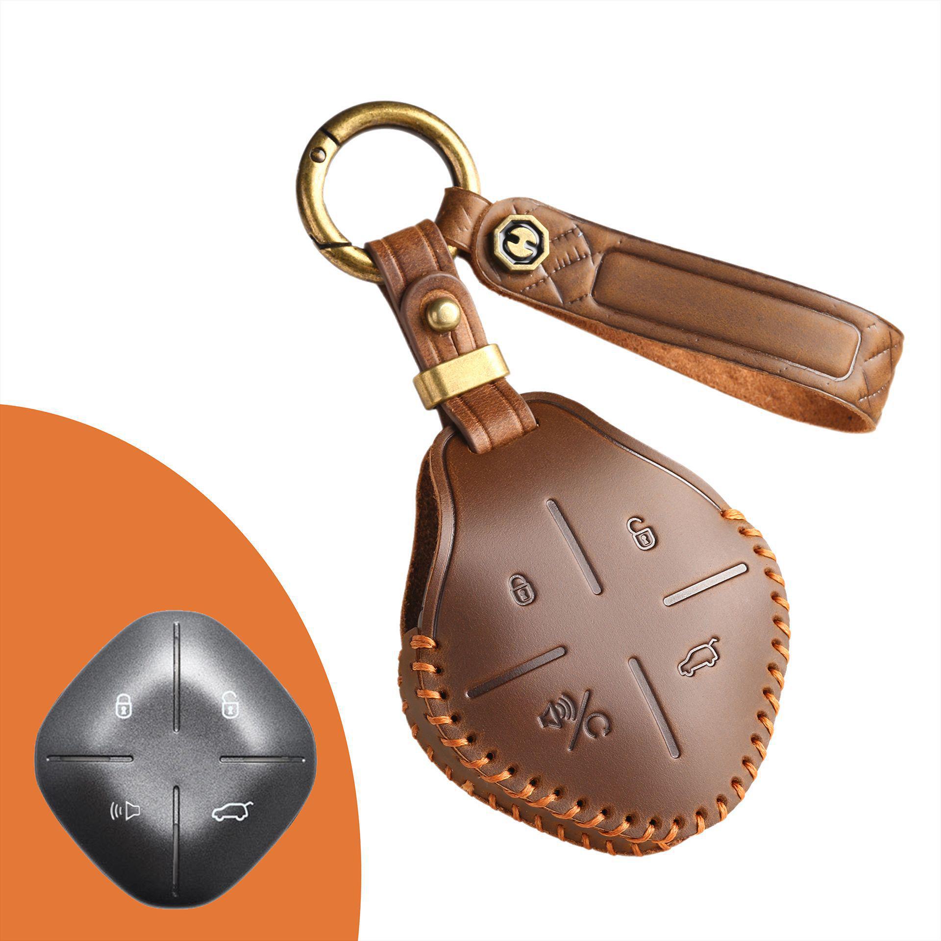 

Кожаный чехол для ключа в стиле ретро для автомобиля Jietu Chery Tu Dasheng IDM коричневый