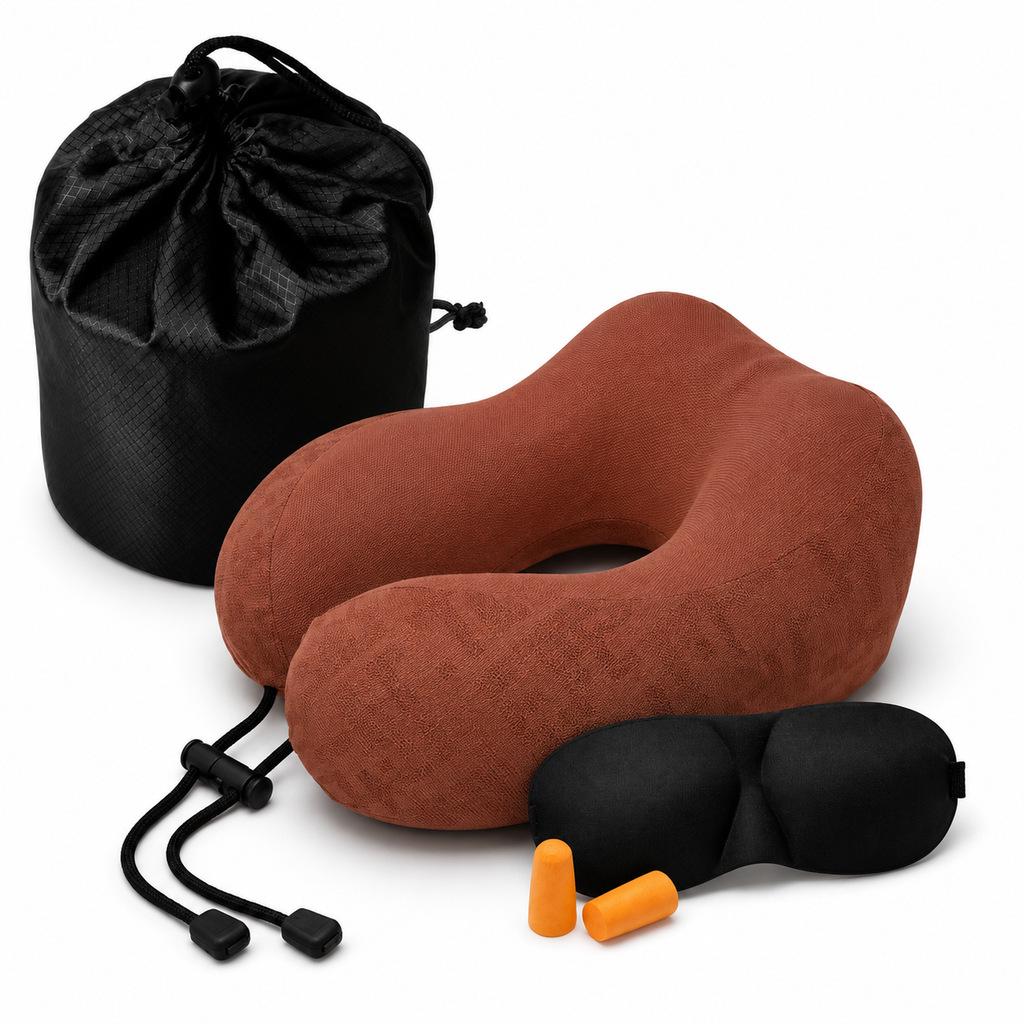 Portable Memory Foam U-Shaped Neck Pillow - Travel Sleep Support and Comfort