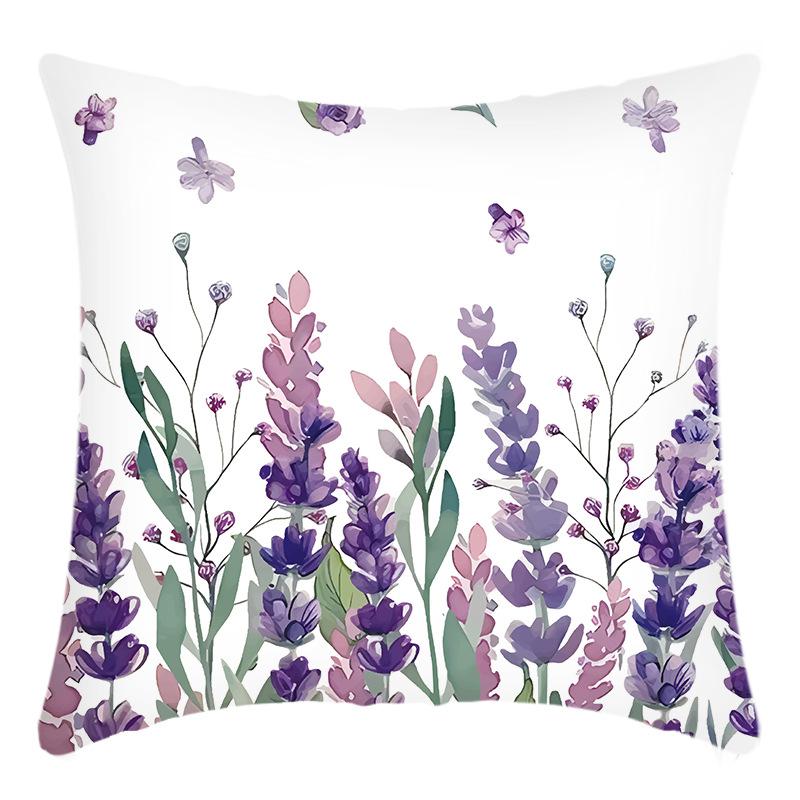 New Green Plant Lavender Pillow Cover Letter Print Pillow Home Sofa Cushion Cover