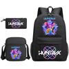 Cartoon Print School Backpack Set Teens Shoulder Bag Pencil Case Bookbag Oxford Fabric Ergonomic Straps