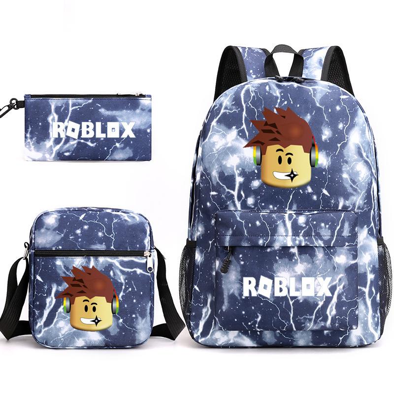 Large Capacity Schoolbag with Shoulder Strap; Student Three-piece Pencil Case Set