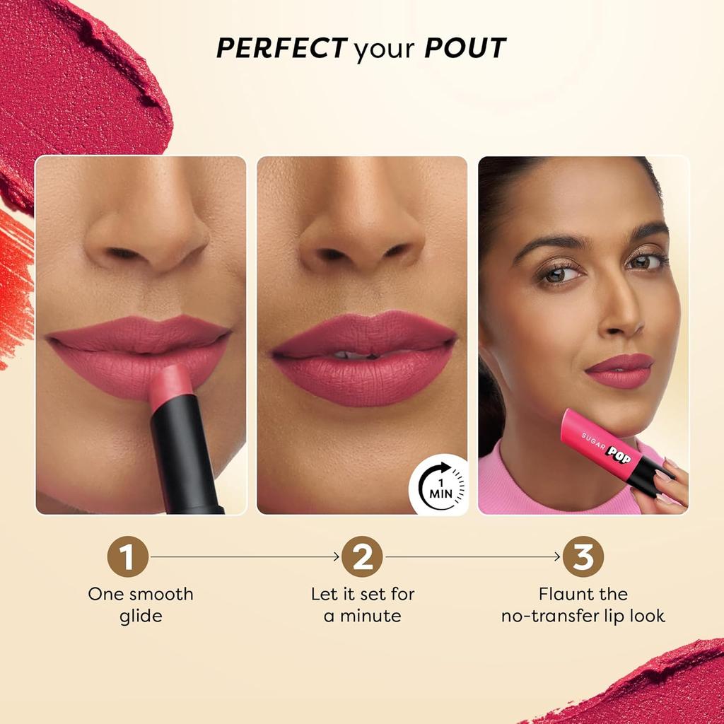 SUGAR POP Matte Ultrastay Lipstick Coffee Craze Long Lasting Smudgeproof Waterproof High Pigment Lip Makeup 4 g