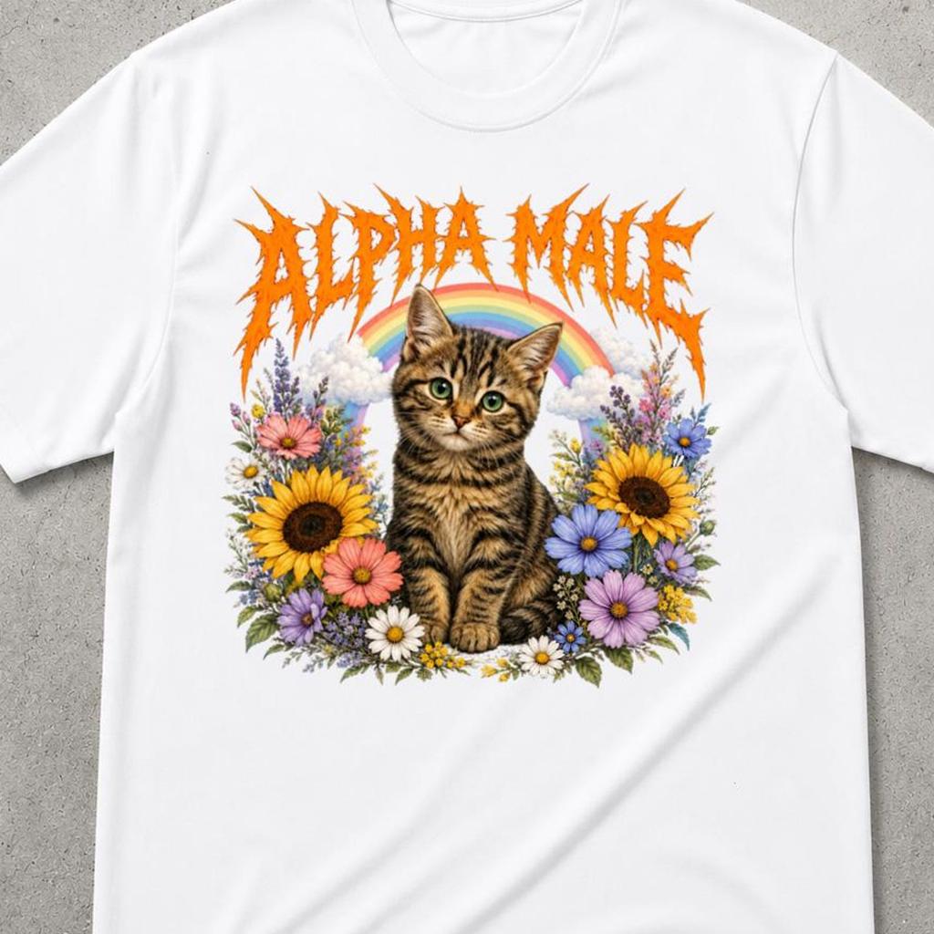 Alpha-Männchen T-Shirt, Y2k Katzenhemd, Katzengeschenk, Katzenliebhaber, Alpha-Männchen Einhorn, Lustiges Katzen-Meme-Shirt, Lustiges Shirt, Lustiges Kätzchen-Shirt, Meme-Shirt