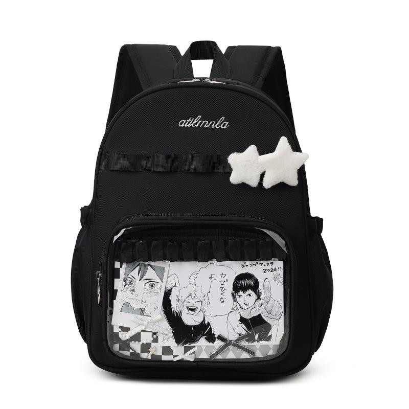 Transparent layer backpack women's 2025 new pain bag, small food, high value, junior high school backpack, large-capacity schoolbag