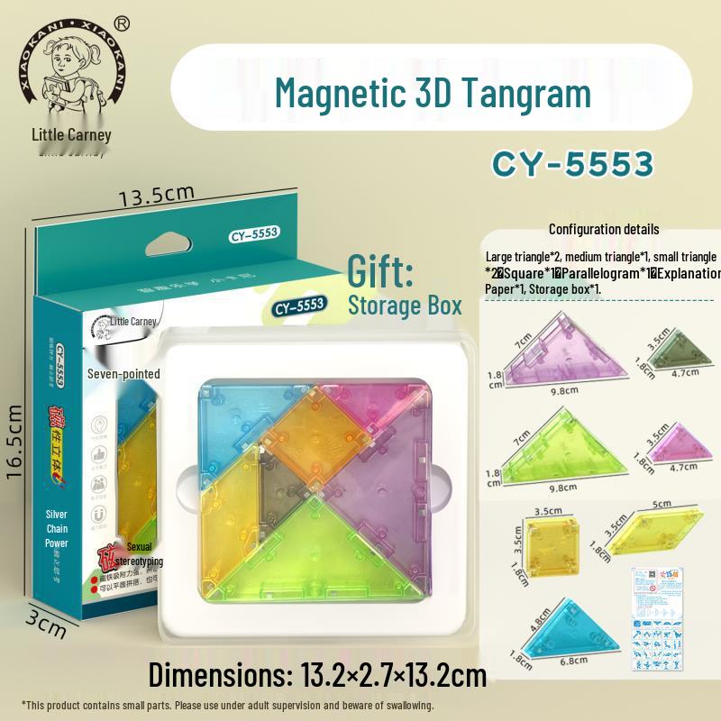 3D Magnetic Tangram Puzzle: Educational Toy for Kids, Kindergarten & Primary Students