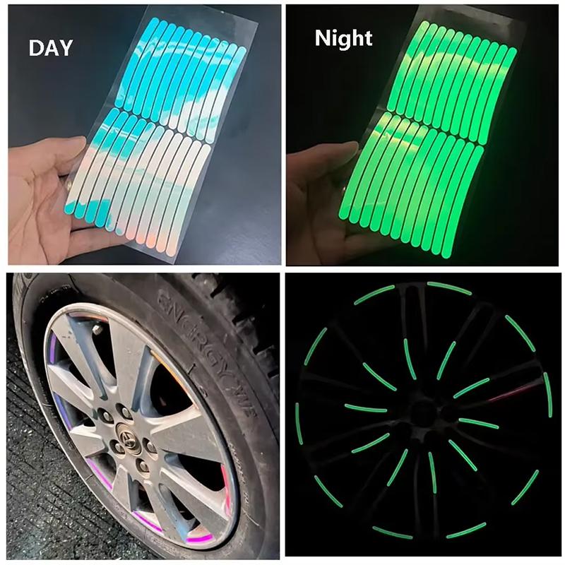 Car Wheel Reflective Stickers Glow-in-the-Dark Valve Covers Fluorescent Valves Motorcycle Bicycle Wheels Universal Accessories