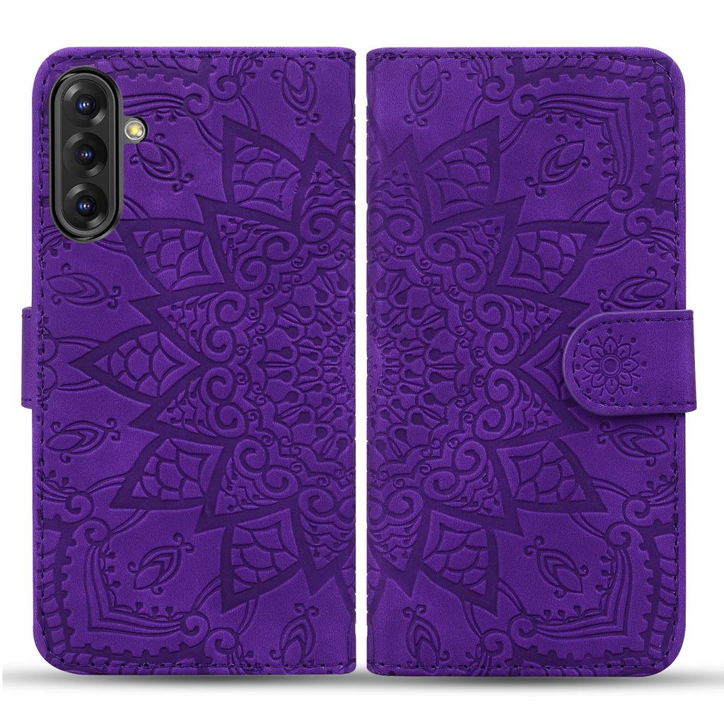 For Samsung Galaxy A36 5G Case PU Leather Wallet Flip Phone Cover Flower Imprinted