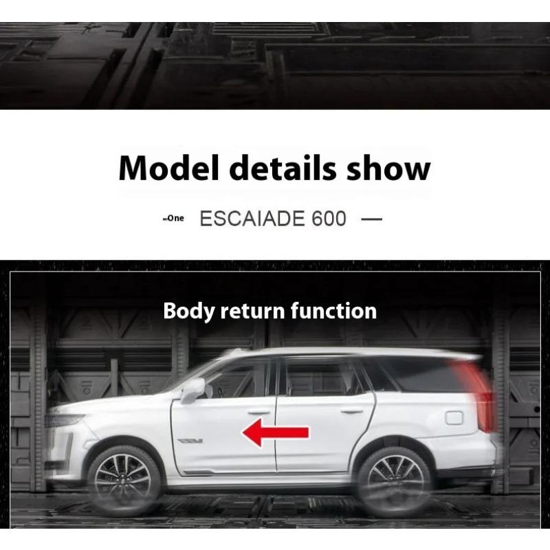 Automodell 1/32 für Cadillac Escalade Geländewagen, Legierung, Druckgussfahrzeug, Spielzeug mit Ton und Licht, Pullback, mehrere Farben