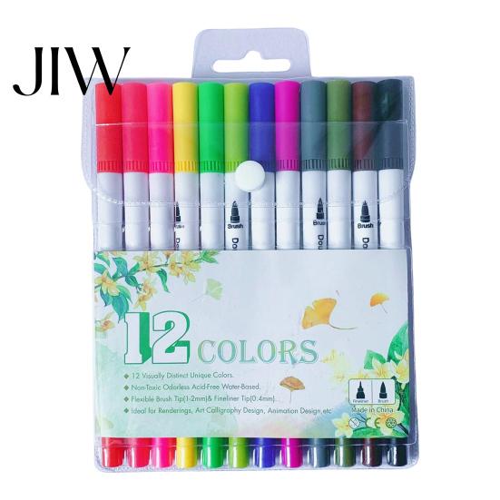 Non-toxic Drawing Markers Set, with Brush And Fine Point Tips, Washable Water-soluble Tools Ink Supplies, for Hand-Drawn Creation Art Practice