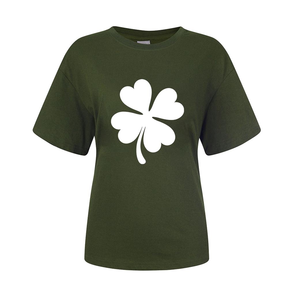Women's Fashion Casual St. Patrick's Day Printed T-shirt Crewneck Pullover Short Sleeve Top