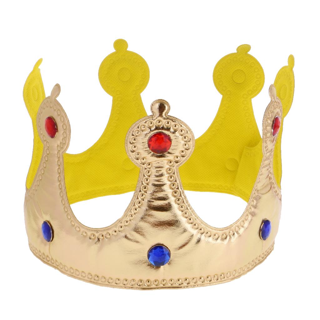 Kids Fancy Dress Royal Crown Set Plastic King Queen Scepter for Storybook Parade Cosplay