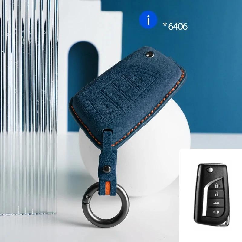 2 4 Button Suede Car Key Case Cover Protect Shell Skin F For Toyota Corolla Rav4 C-Hr Yaris Aygo Avensis Scion Vitz Flip Key