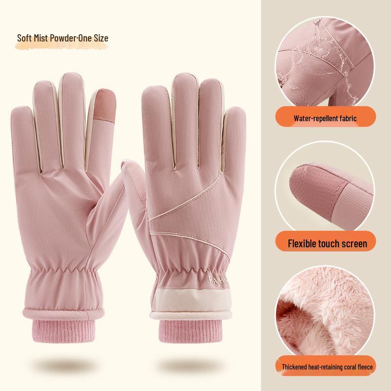Windproof Touchscreen Non-slip Fleece-lined Winter Cycling Gloves for Electric Motorcycle