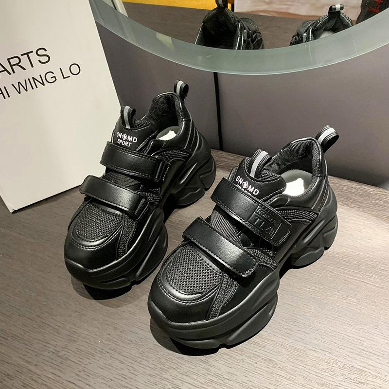 

[Fanfuna] Thick-soled heightening dad shoes for women 2025 new small Velcro shows the trend of small sports shoes 39 чёрный