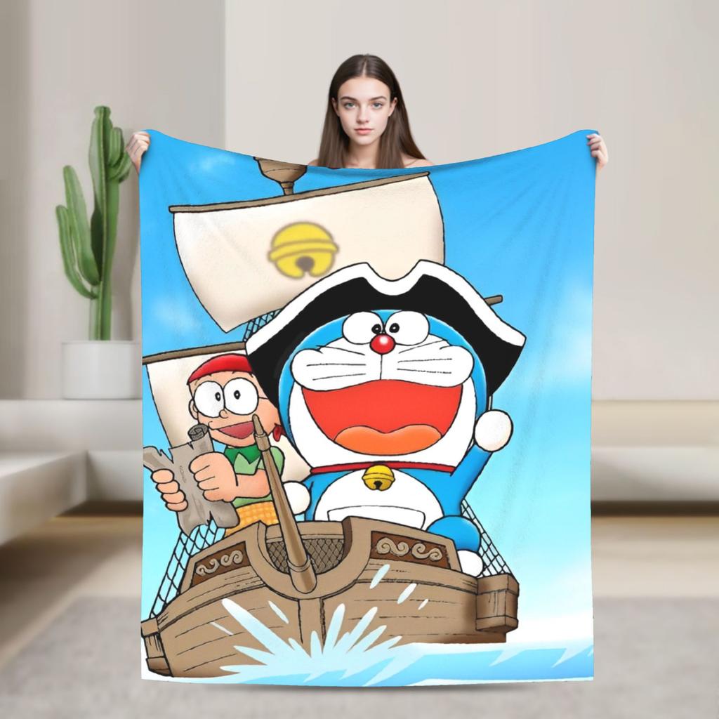 Cartoon D-Doraemon  Warm Soft Blanket  Camping Plush Throw Blanket Novelty Bedroom Flannel Bedspread Sofa Bed Cover