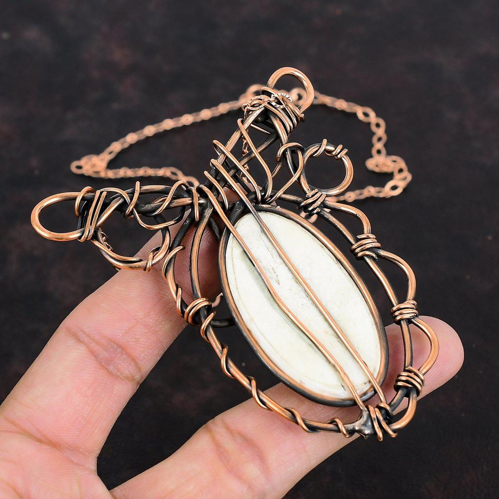 Scolecite Necklace Copper Wire Wrapped Necklace Adjustable Chain Necklace Decent Copper Jewelry Handmade Necklace Wire Wrap Gemstone Jewelry