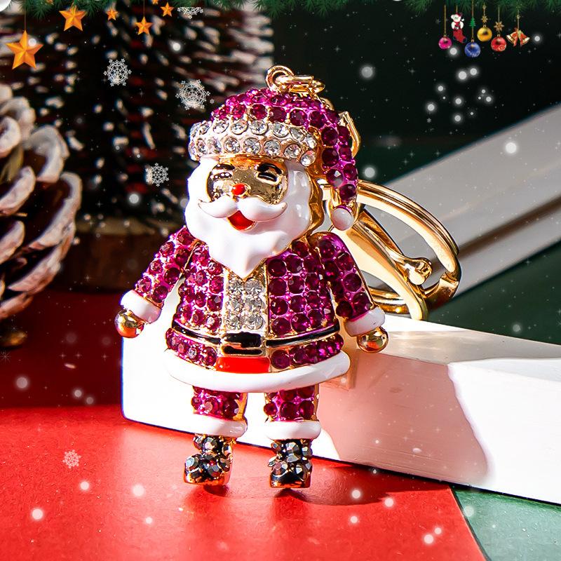 

Корейская мода креативные новые рождественские украшения сплав бриллианты Санта брелок кулон автомобильные брелки украшения женские сумки подвески 10 cm фиолетовый