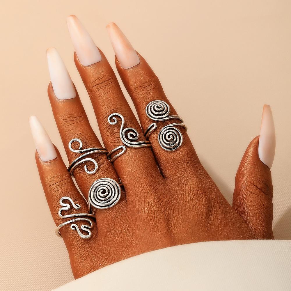 High Quality Etsy New Hollow Line Ring Retro Wrapped Finger Twisted Personality Ethnic Style Ring Opening