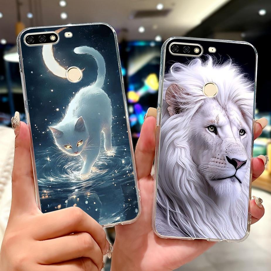 For Huawei Y7 Prime 2018 Case Nova2 Lite Luxury Painted Cover Soft Slim Phone Case For Huawei Y7 Pro 2018 Y72018 Back Cover Bags