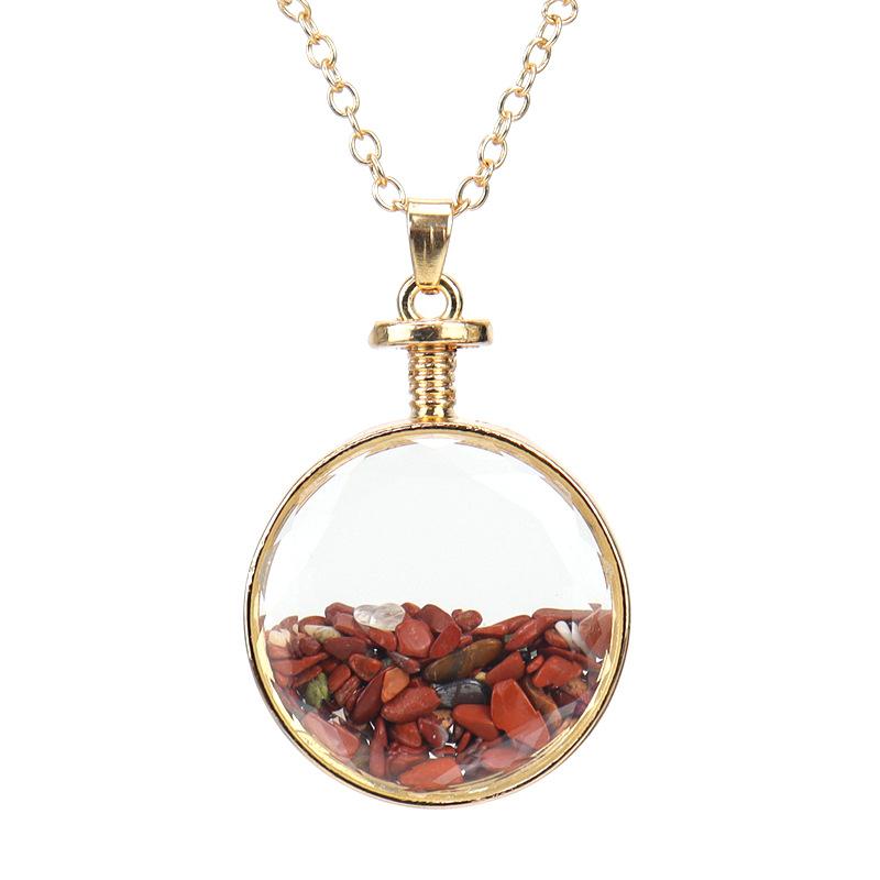 Colorful Natural Gravel Wishing Bottle Round Glass Phase Box Drift Bottle Pendant Necklace N576