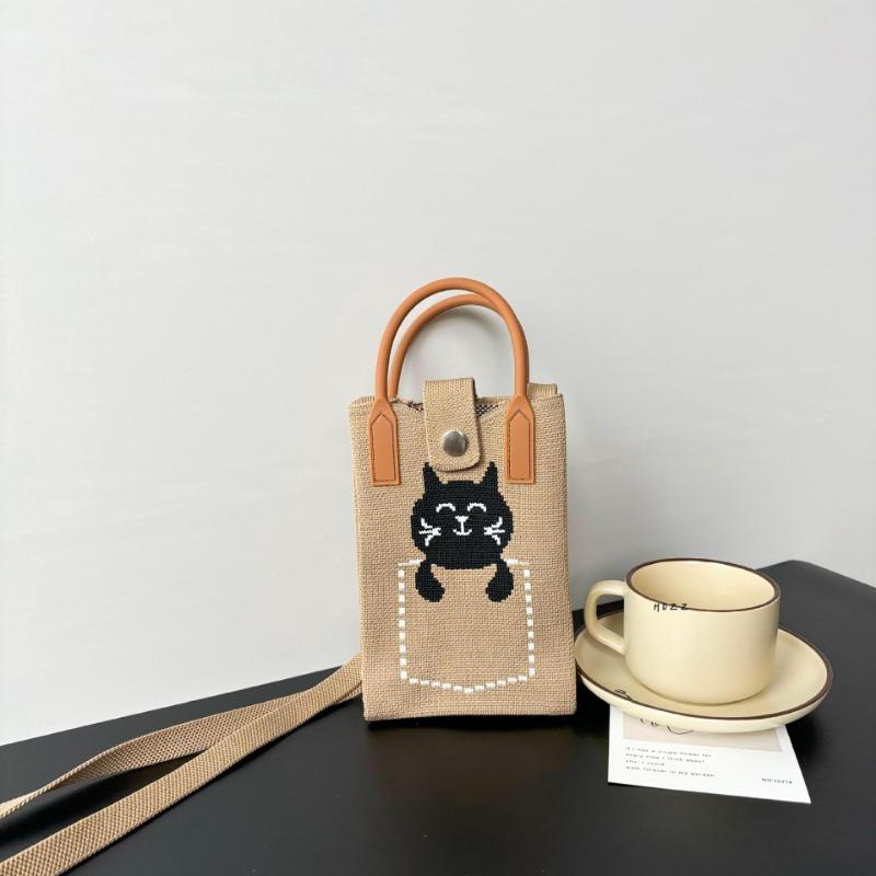 Premium Sense Ns Mobile Phone Bag New Cartoon Knitted Bag Dopamine Niche Versatile Messenger Shoulder Bag Handbag