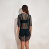 2026 Langqi New Three-piece Beach Sunscreen Suit Set Transparent Mesh Printing Split Swimsuit Women