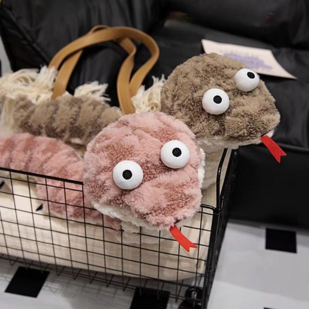 Fluffy Cartoon Stuffed Animal 45-70cm Snake Appease Doll Big Eyes Snake Plush Toys  Home Decor