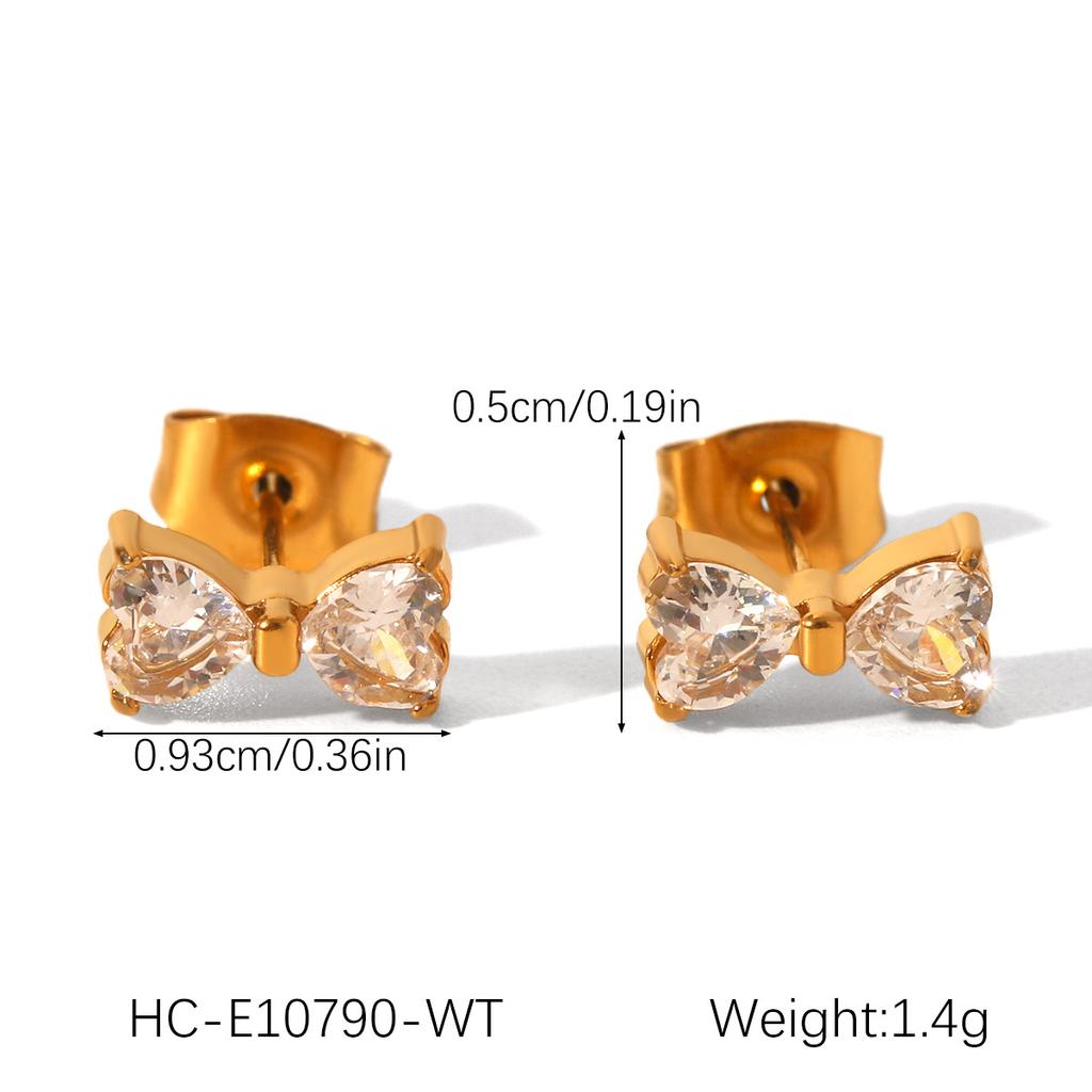 18k Gold Stainless Steel Earrings, Niche Light Luxury High-end Zircon Studs, Fashionable Versatile Ear Jewelry