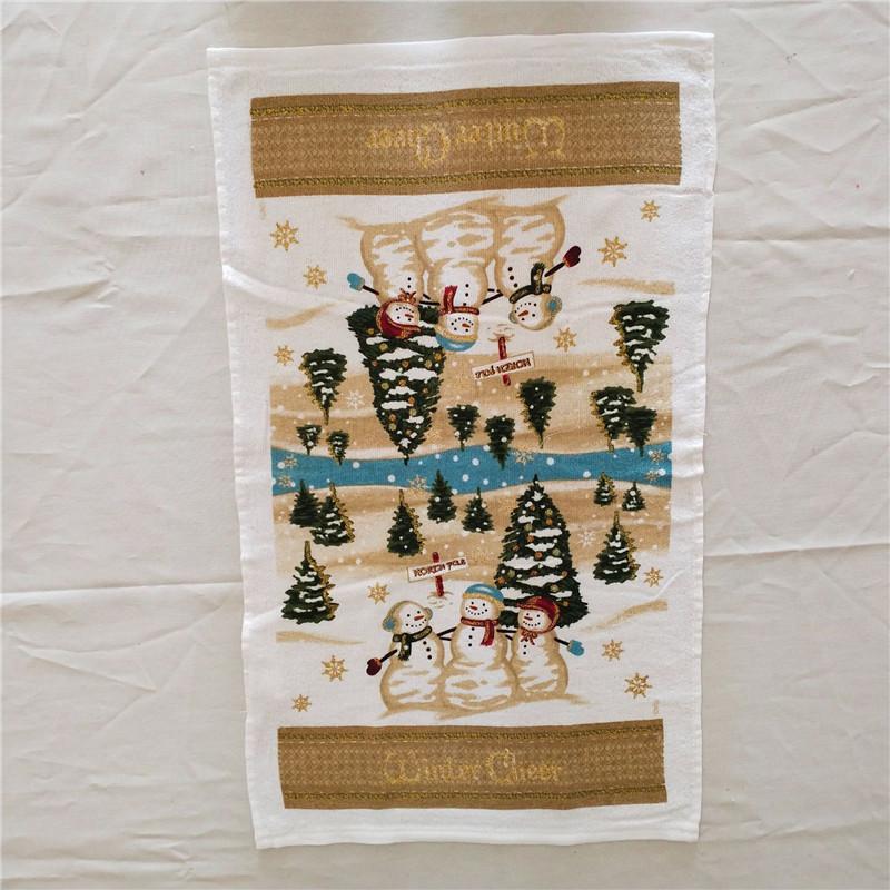 1Pc Christmas Series Printed Cotton Tea Towel Kitchen Dishcloth Cleaning Tool Xmas Party Decor Gift
