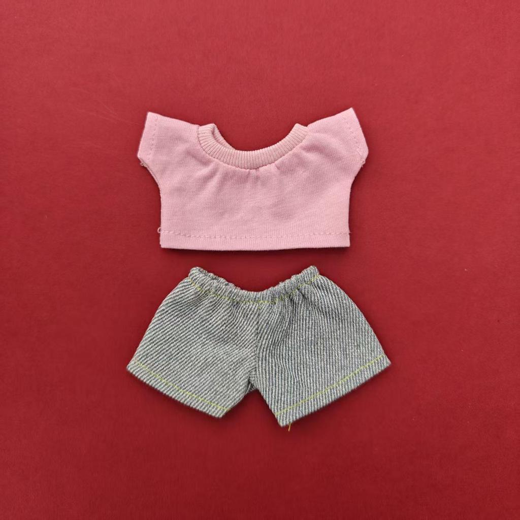 Labubu Keychain Pendant Outfit: Doll Jeans and Short Sleeve Set