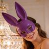 Masque de Lapin d'Halloween Oreilles Longues Lapin Demi-Masque pour Anniversaire Pâques Halloween Mascarade Cosplay Fête Costume