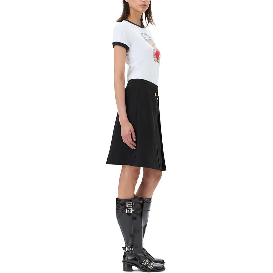 Ganni Fw24 Bear Pattern Round Neck Pullover Short Sleeve T-Shirt Women T-Shirt Bright-White T4061-151