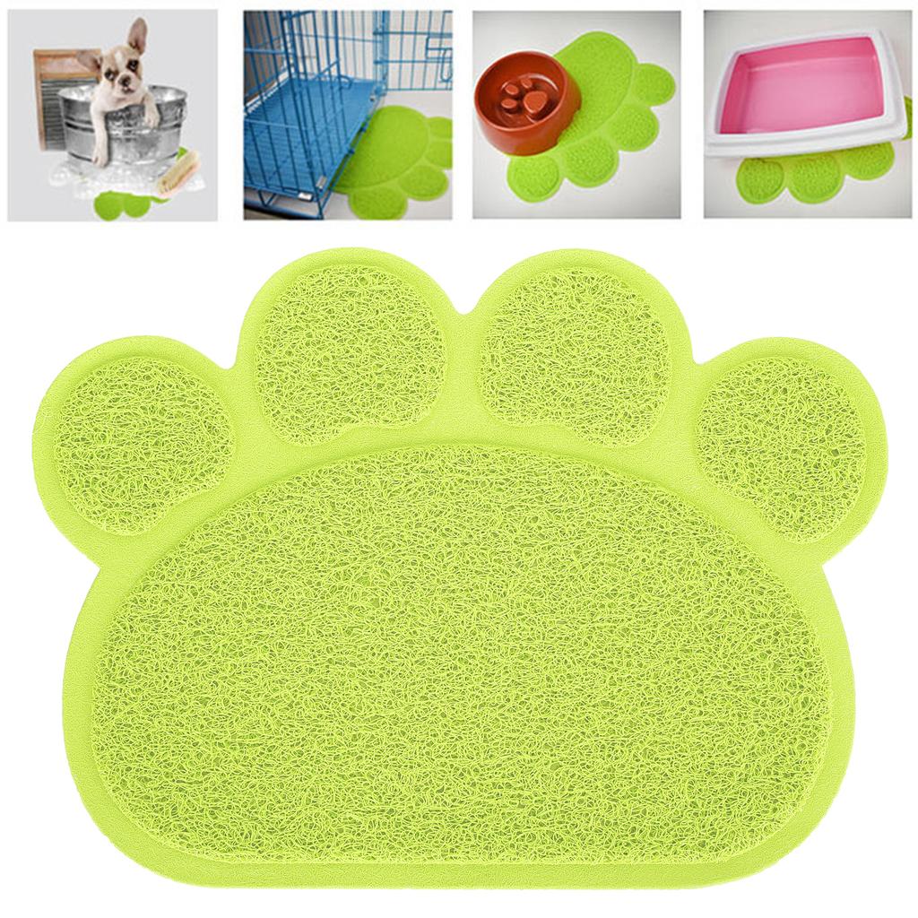 PVC Cat Dog Litter Mat Waterproof AntiSlip   Shape Feeding Bowl Placemat Pet Supplies(  Blue   Shape)