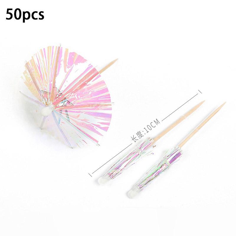 50Pcs Tropical Palm Tree Paper Umbrella Cocktail Food Fruit Picks Cupcake Toppers Hawaiian Birthday Party Wedding Decorations