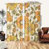 2 Pcs Yellow Flowers Print Curtains,suitable for Bedroom,living Room Kitchen Decoration,home Decoration,window Decoration