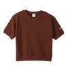 Champion Basic Short Sleeve Crew Neck Cotton Fleece Sweatshirt with Embroidered Amber Brown Women's Logo, (CW-Z008)