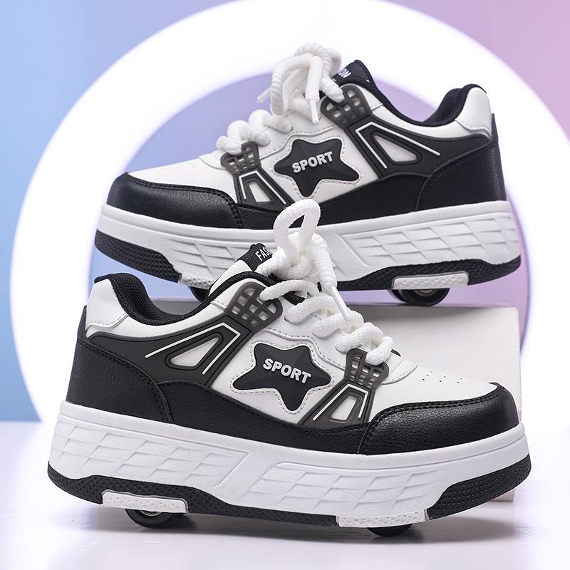 Scarpe a rotelle a quattro ruote da ragazzo autunnali pattinaggio a rotelle rimovibili scarpe da pattinaggio da studente scarpe da bambino con ruote