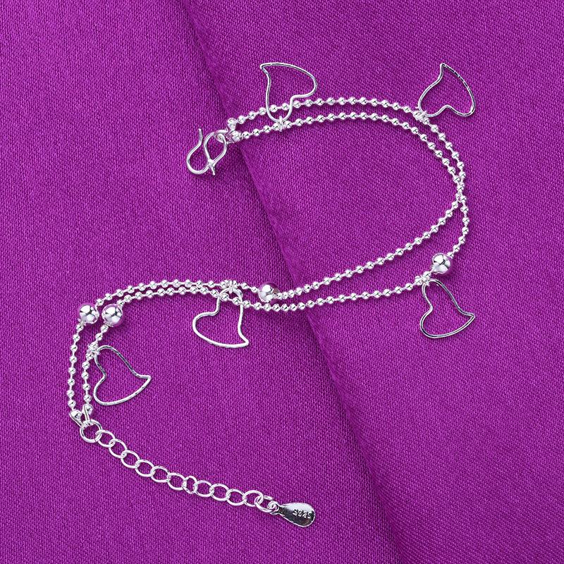 Available: European & American Silver-Plated Heart Anklets - Fashionable, Versatile, Exotic, and Sexy Heart-Shaped Foot Ornaments.
