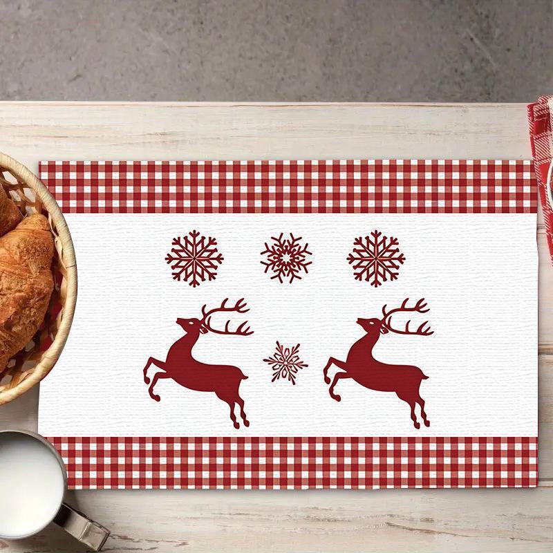 2024 Fete de masă din in de Crăciun - Decor de sărbători festive, izolate, design imprimat