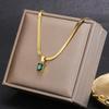 Crystal Zirconia Square Diamond Necklace, Bracelet & Earrings Set in Women's Titanium Steel Clavicle Chain Jewelry