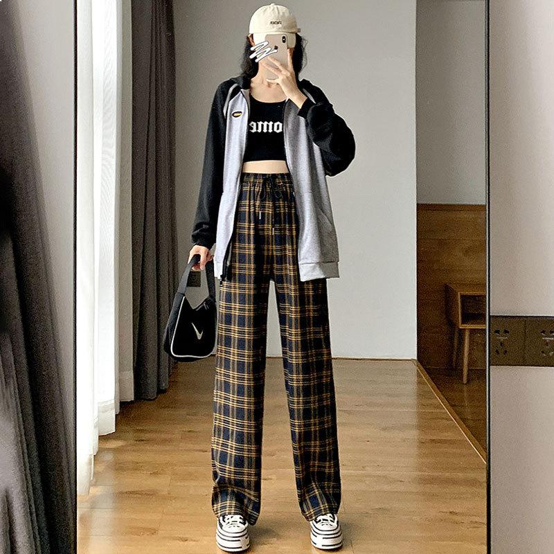 

[Please do not shoot unless] Coarse plaid wide-leg pants for women L